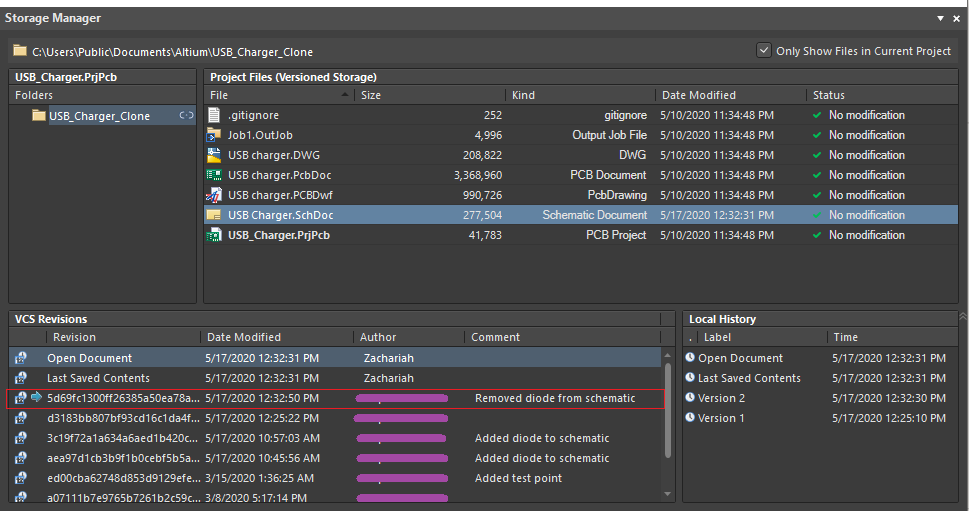 Storage Manager panel in Altium Designer