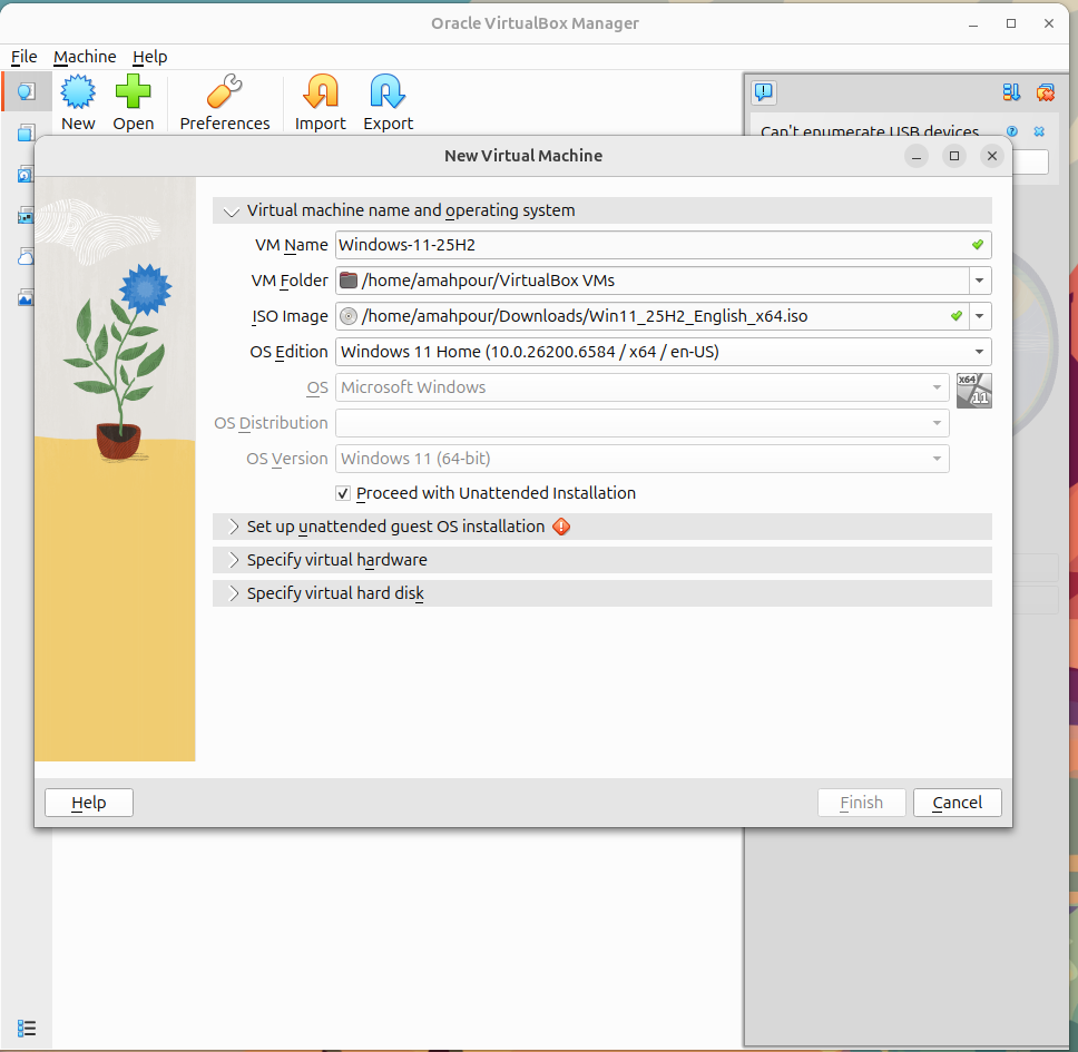 Figure 2: Selecting the Windows 11 ISO during VM setup