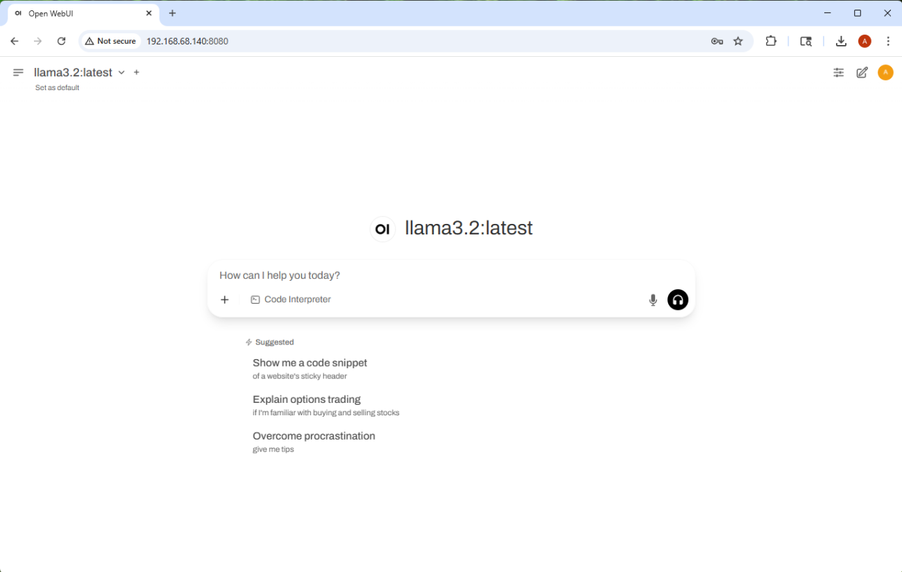 Figure 3: Sign-up page for Open WebUI