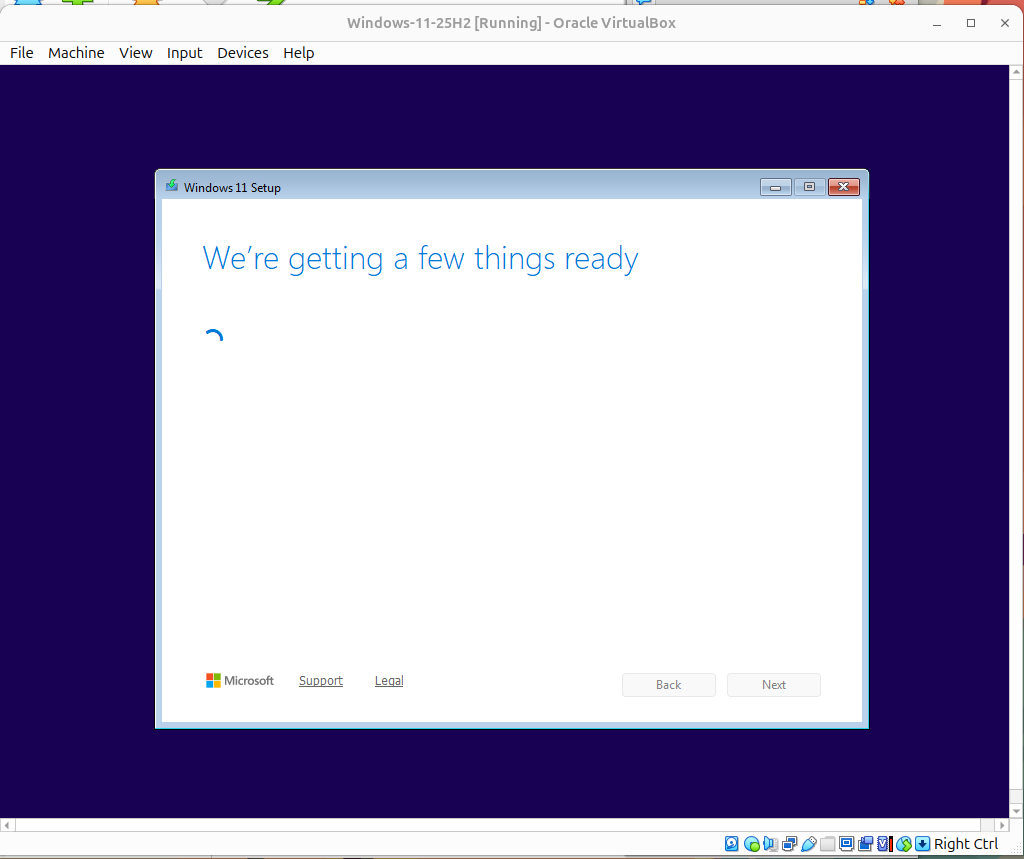 Figure 7: Initial Windows setup progress screen