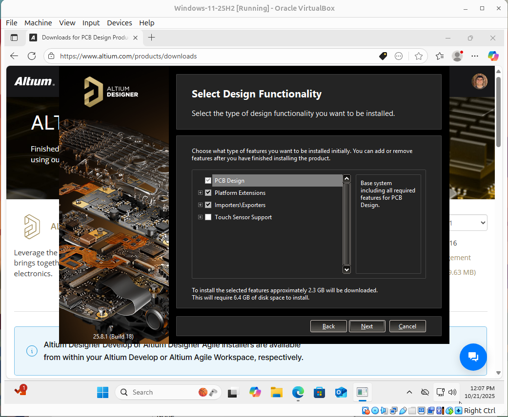 Figure 12: Altium Designer installer feature selection screen