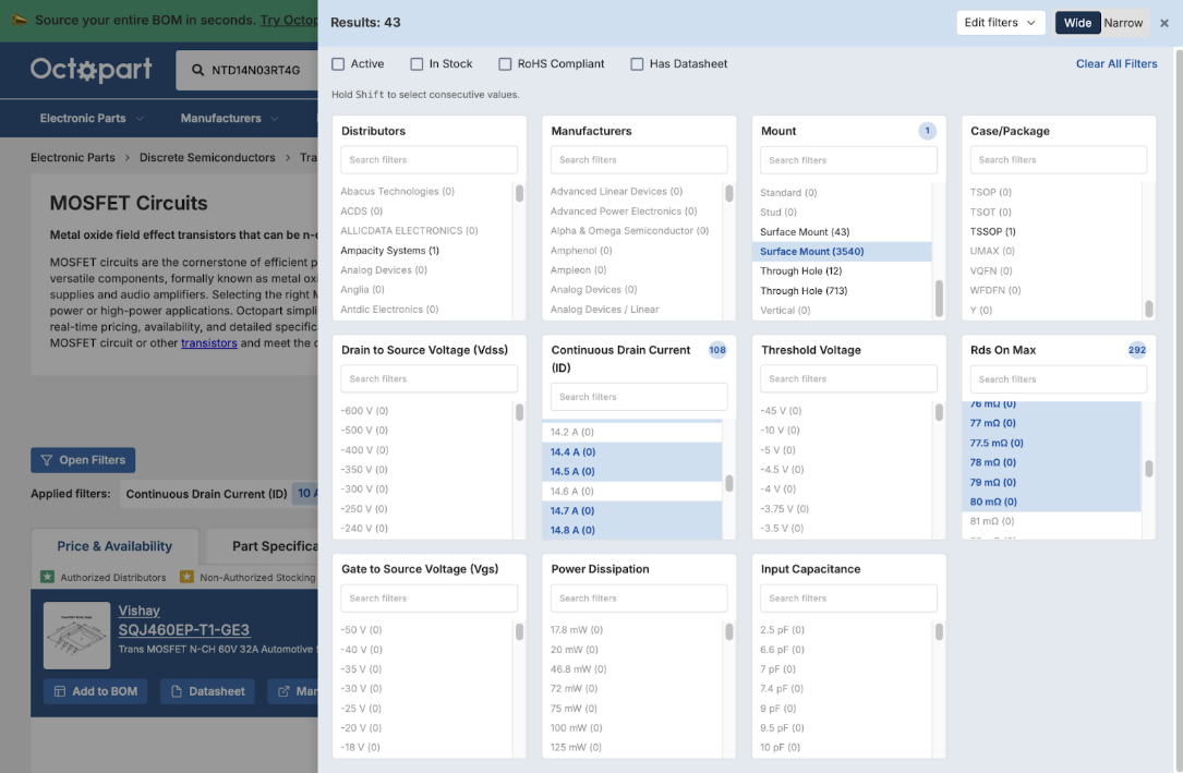 Advanced Parametric Search in Octopart
