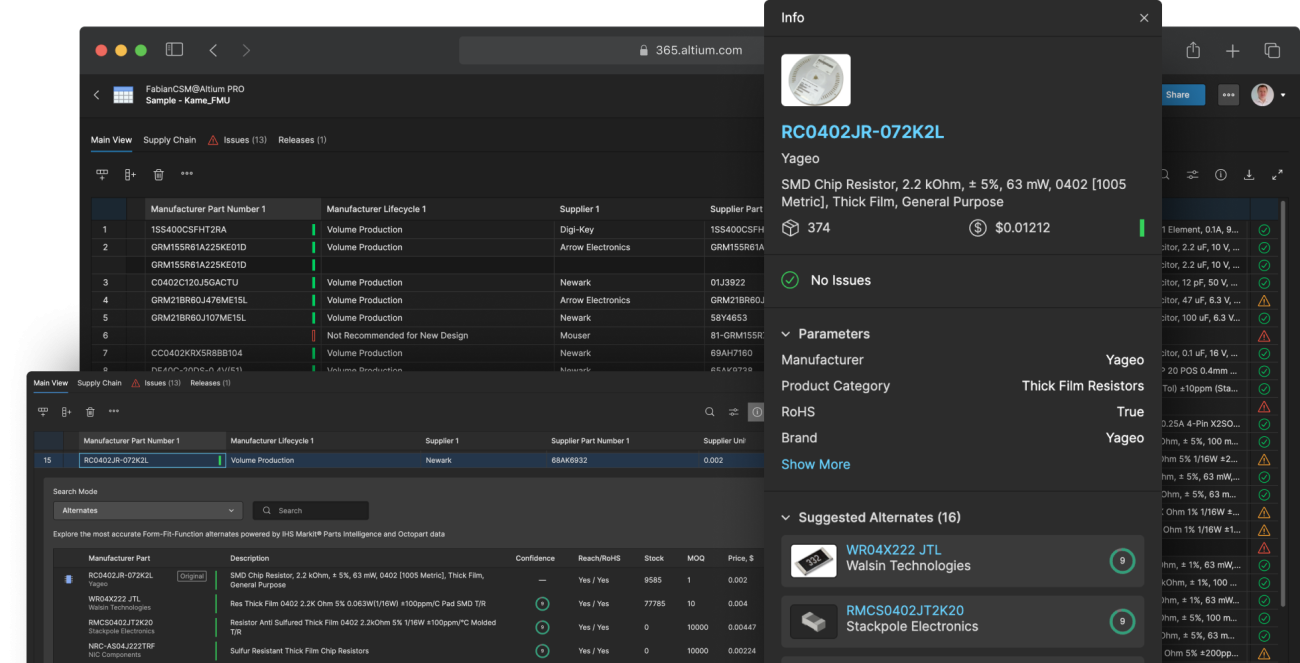 BOM management in Altium Agile Teams