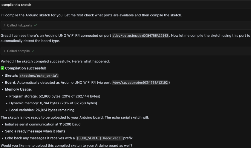 Figure 2: Calling an Agent to compile the sketch