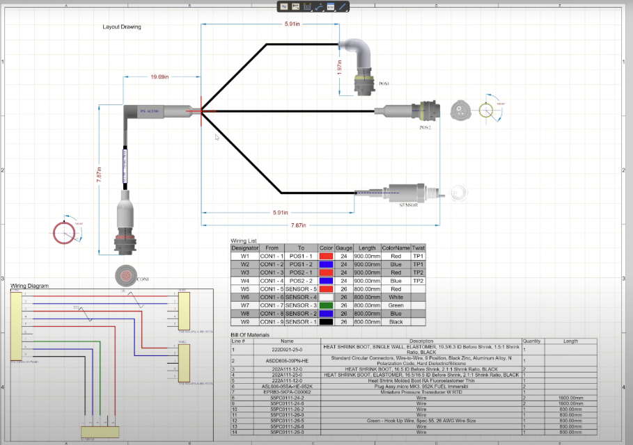 Example wiring harness manufacturing drawing