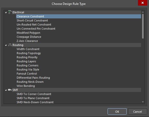 Export menu without constraint management