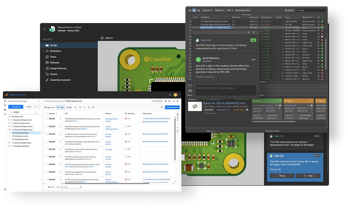 Capabilities like Requirements Portal and BOM Portal which are included in Altium Develop