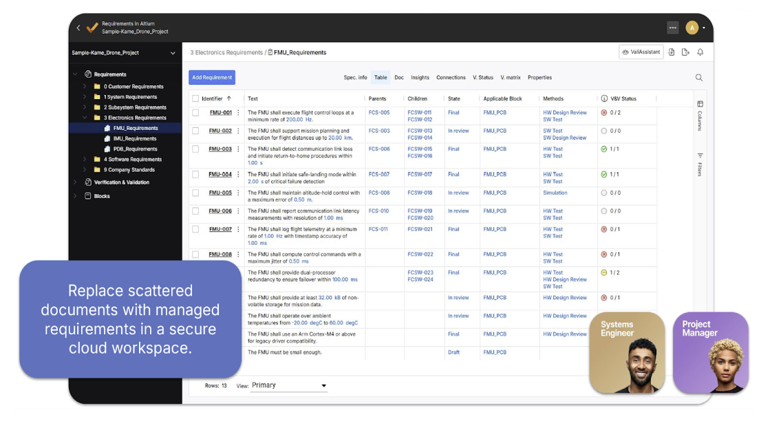 Screenshot 3: Manage Requirements in the Web Browser – Requirements Portal surfaces wording, structure, and relationship issues across a shared specification, making it easier to catch problems before they reach design and test.