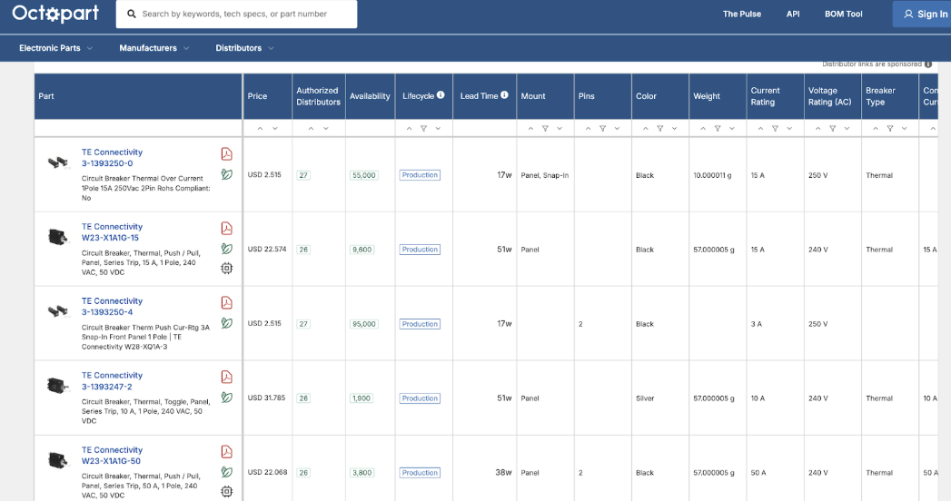 Use Parametric Comparison Tools in Octopart