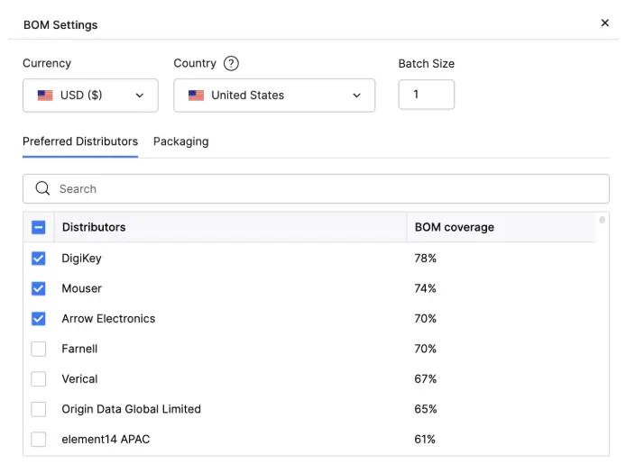 Filter by Preferred Distributors in Octopart BOM Tool