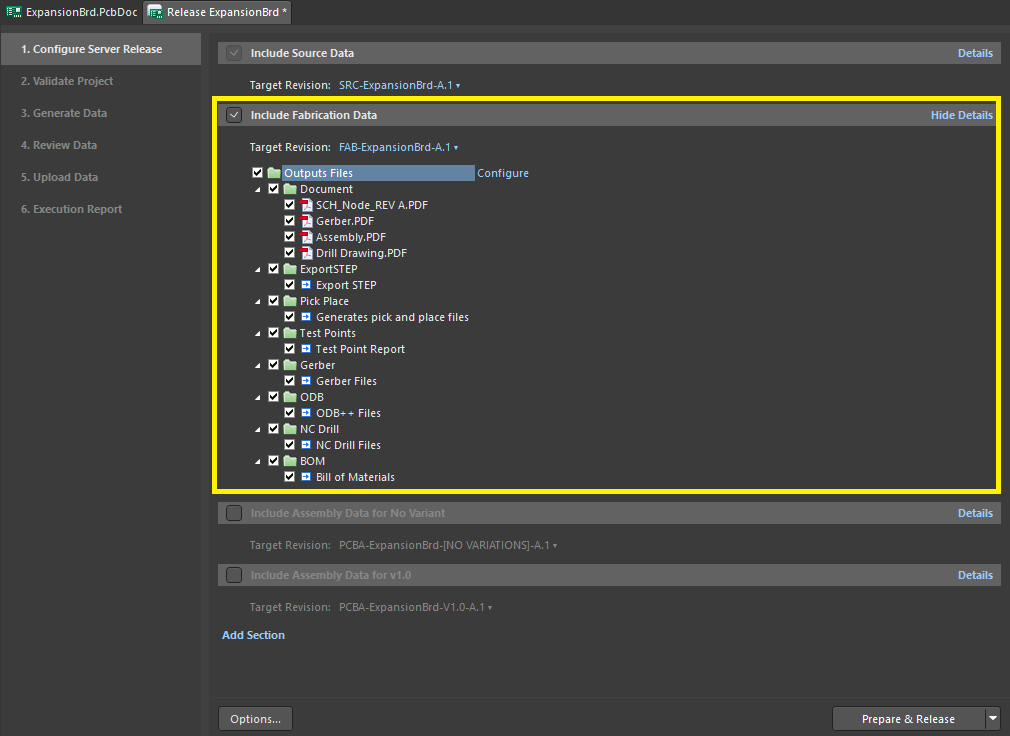 Ansicht des Altium 365 Project Releaser