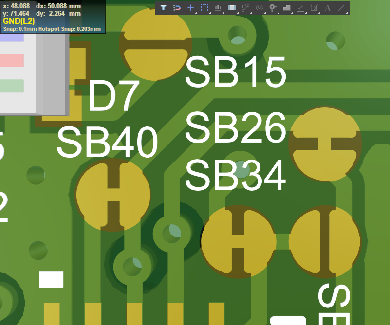 puentes de soldadura puenteados y no puenteados en un diseño de PCB