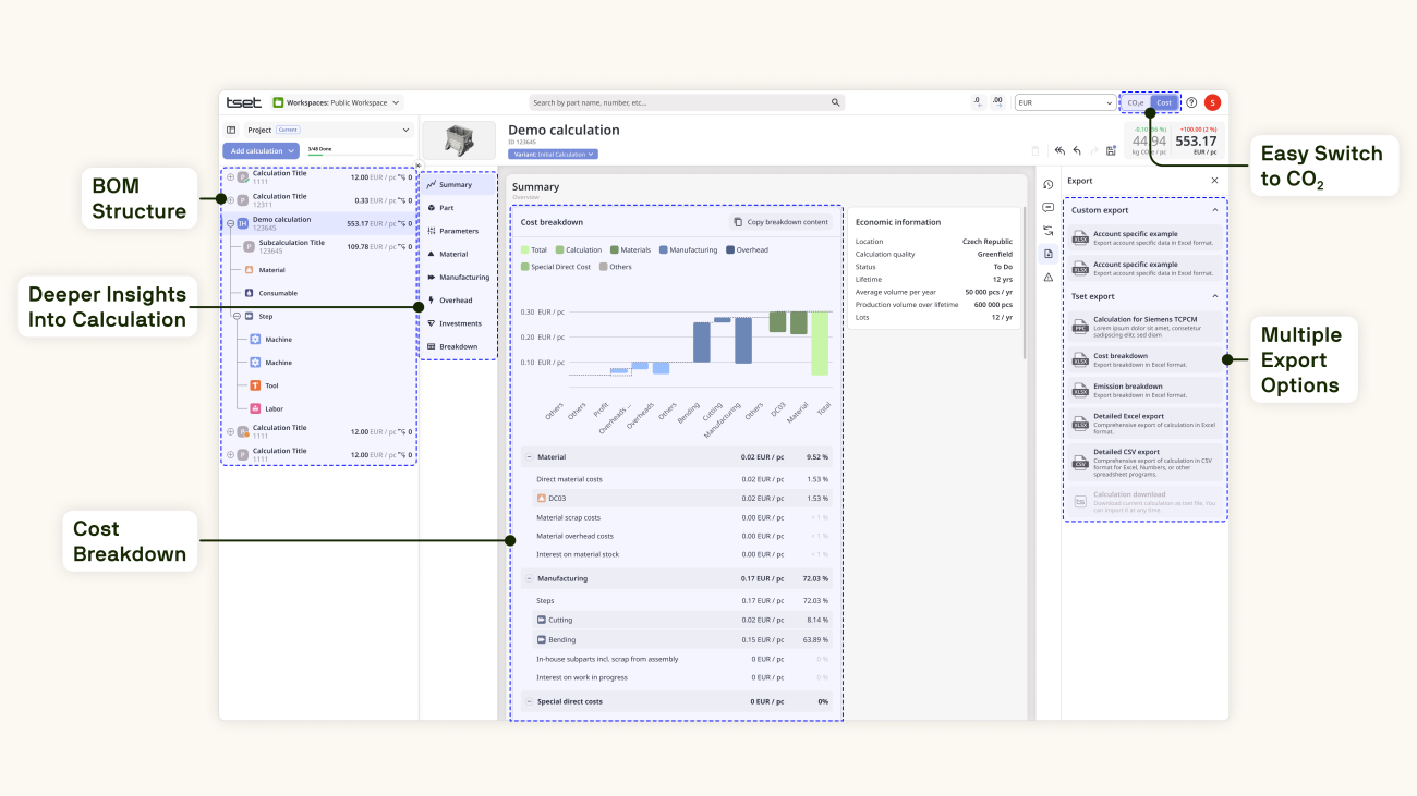 Product costing software