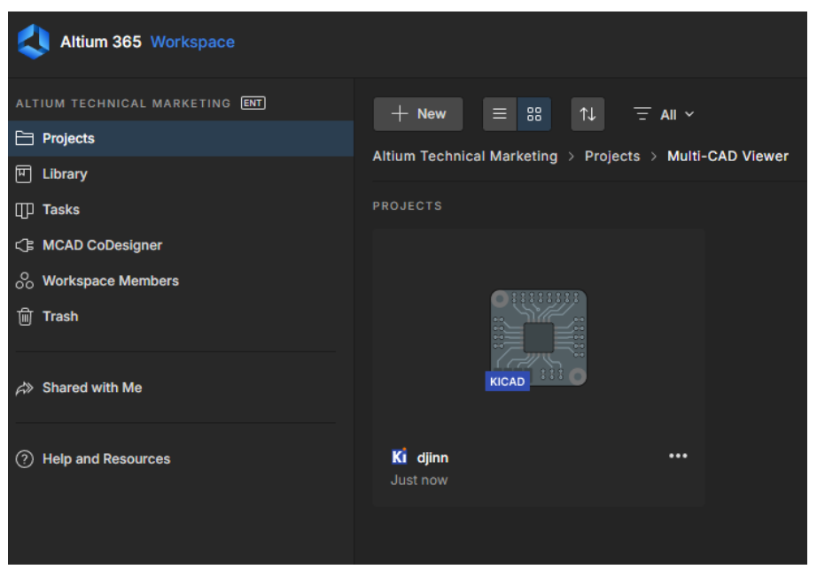 project has been loaded into our Workspace