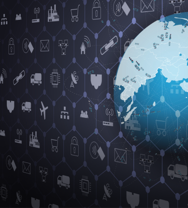 기술 아이콘이 있는 지구 이미지