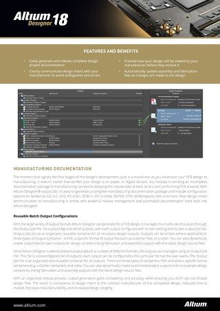 Manufacturing Outputs Datasheet
