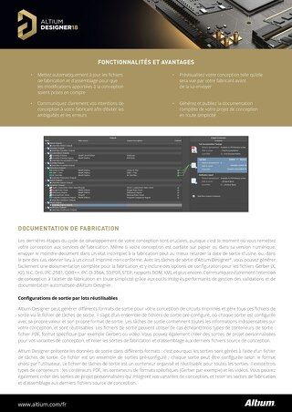 Manufacturing Outputs Data sheet