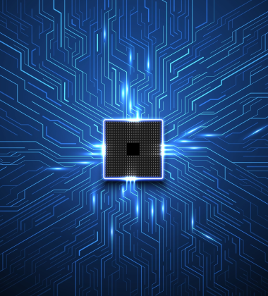 futuristic microchip on tech background