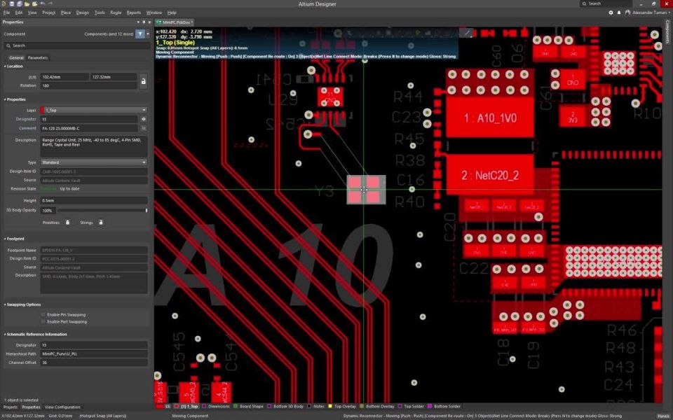 Jak utrzymać połączenie komponentów podczas przemieszczania w Altium Designer 19