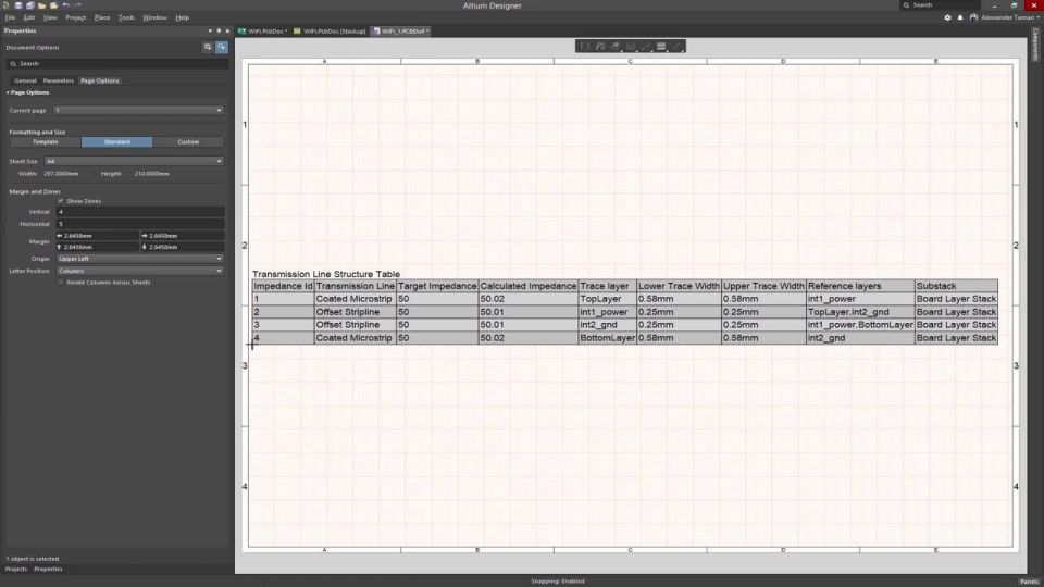 How to Insert Transmission Line Table for Impedance Controlled Fabs in Draftsman in Altium Designer 19