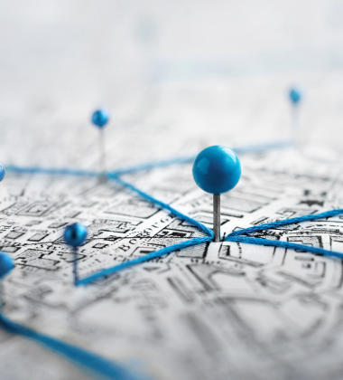 map with pins marking locations