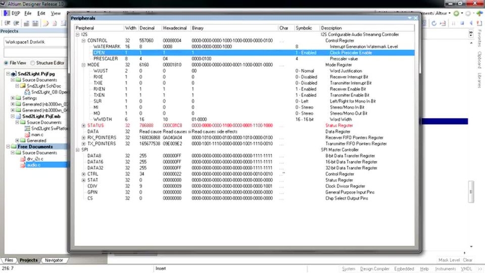 Peripheral Register View - Features