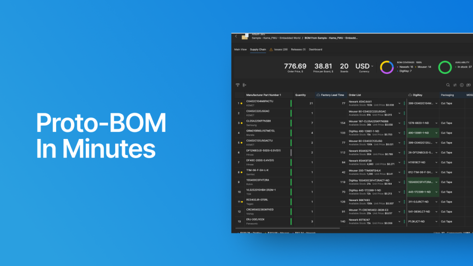 Proto-BOM en minutos: cómo BOM Portal acelera la selección de componentes