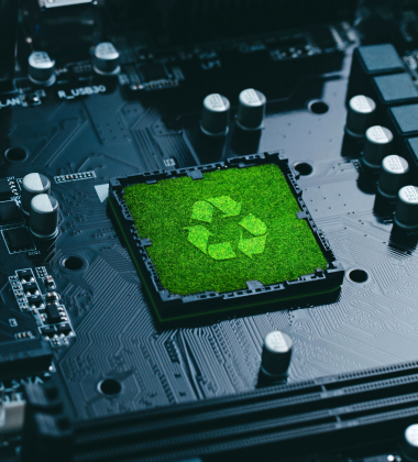 recycle symbol on a pcb board