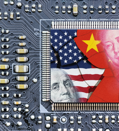 USA and China on a pcb board