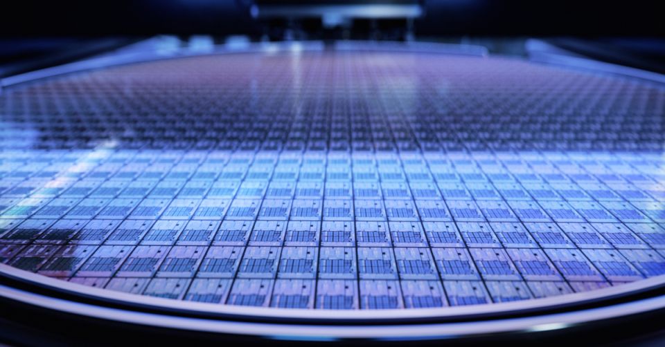Semiconductor wafer featuring rows of integrated circuits used in modern electronic devices