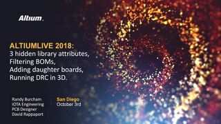 Hidden Library Attributes, Filtering BOMs, Adding Daughter Boards and Running DRC in 3D with Randy Burcham